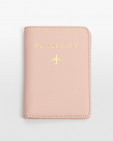 Passfodral i lyserødt vegansk læder med tryk
