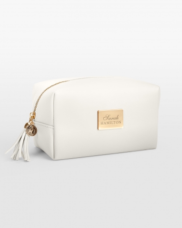 Cremefarvet necessær med navn