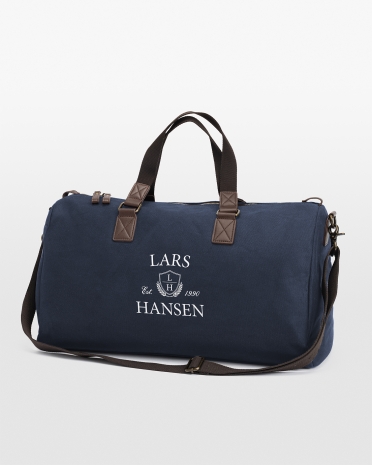 Marineblå taske med navn til herrer