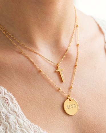 Sæt med to halskæder – den ene graveres med navn