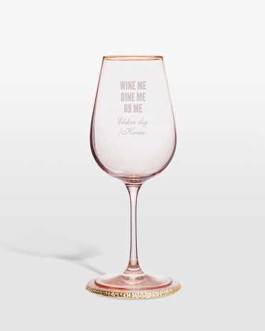 Vinglas med navn, rosa - Quote