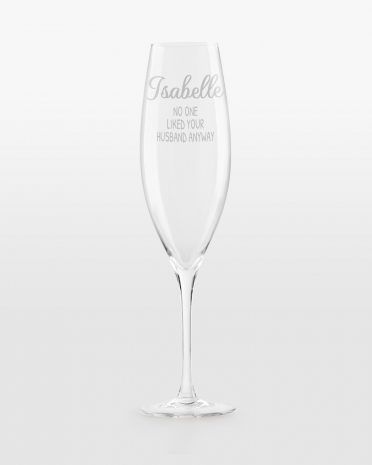 Personligt graverede champagneglas med frække statements