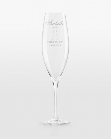 Champagneglas med personlig gravering til brudepige