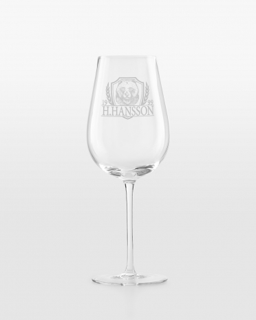 Vinglas med jægermotiv