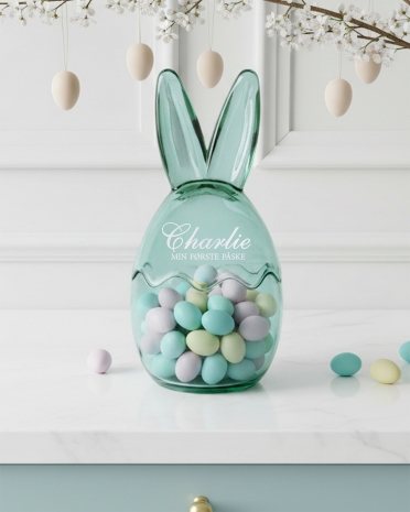 Påskeæg i glas med navn, mint