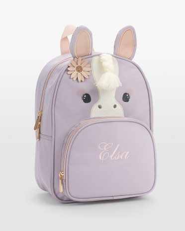 Lilla børnerygsæk med hestemotiv, hale og manke