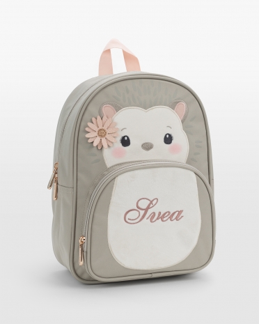 Børnehaverygsæk med navn og pindsvinmotiv