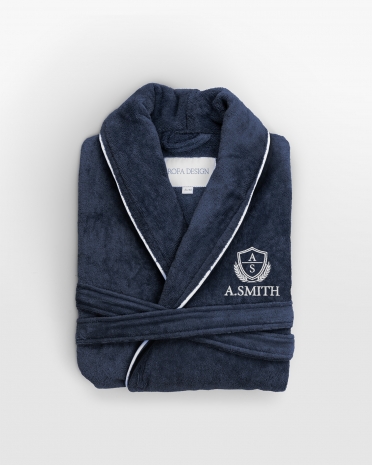 marineblå badekåbe med navn