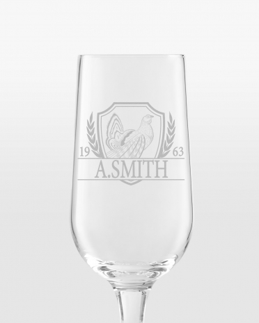 Graveret ølglas til den jagtinteresserede med navn og valgfrit jagtmotiv
