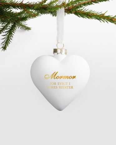 Hjerteformet julekugle med navn