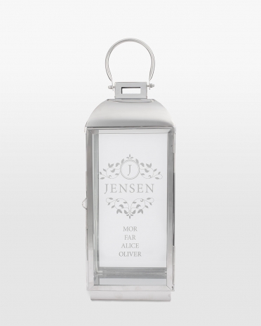 Lanterne i sølv med navn