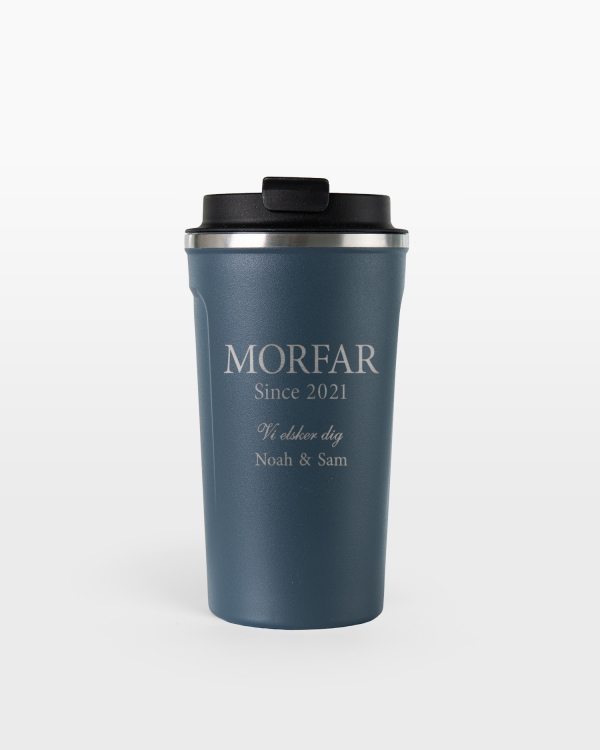 Blå termokrus med personlig gravering