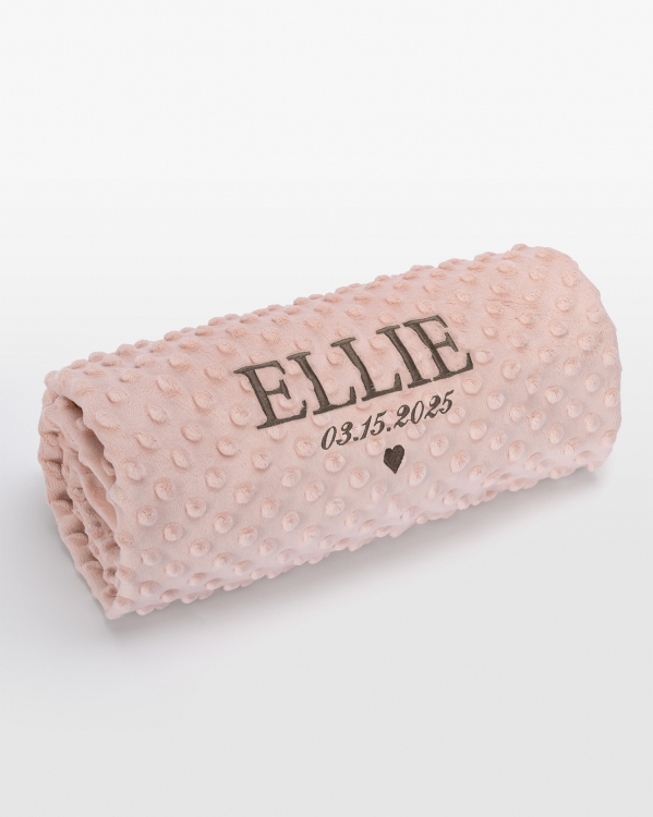 Babytæppe med navn, lyserød