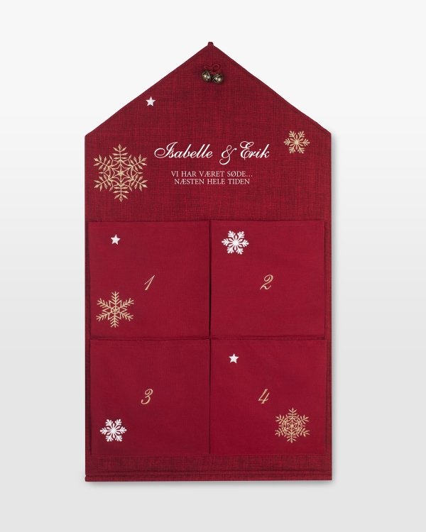 rød julekalender med personligt tryk