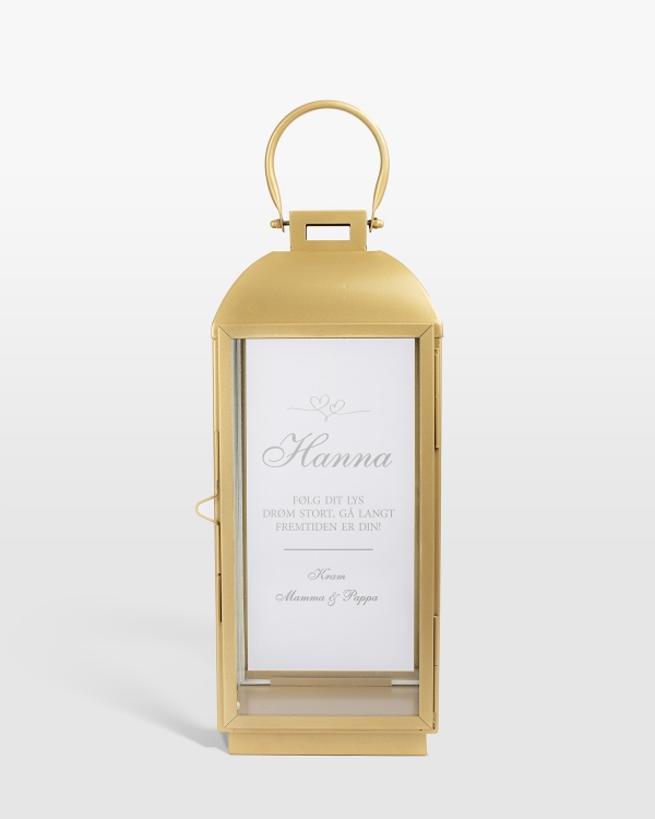 Lanterne med navn, guld - Hearts
