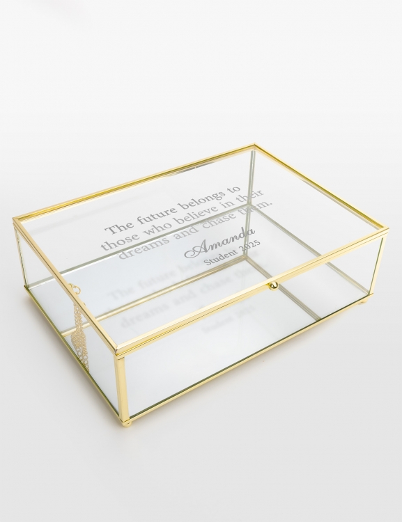 Minderboks i glas, der graveres med valgfri tekst