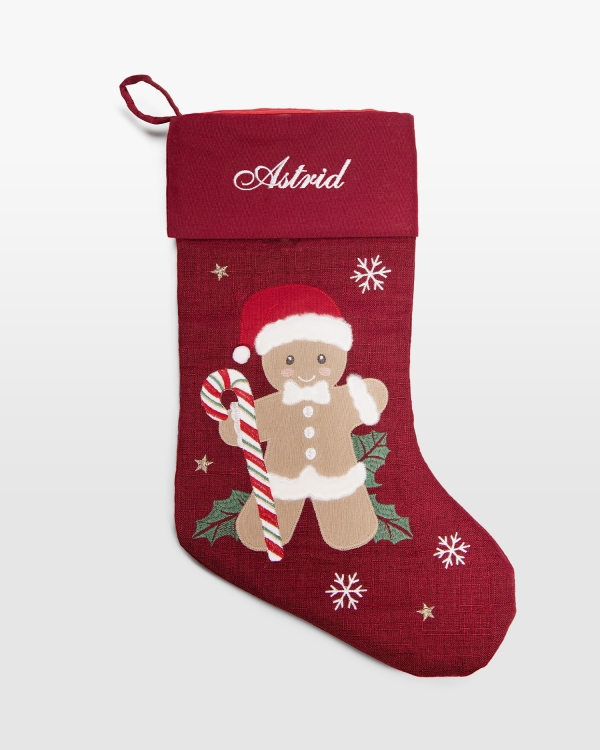 julstrømpe med julemotiv og navn
