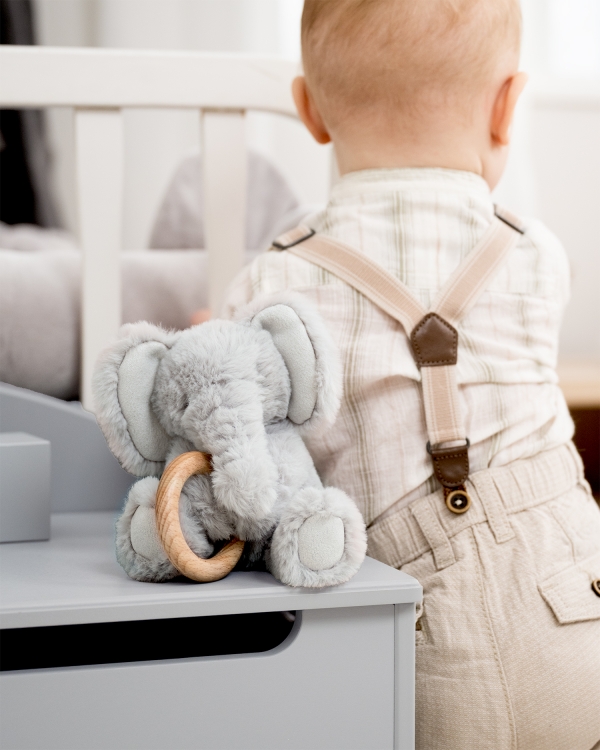 Tøjdyr med bidering formet som en elefant