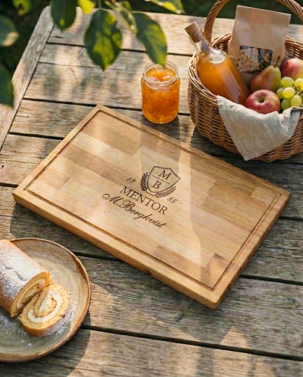 Stor skjærefjøl i or med personlig gravering