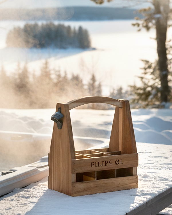 En personlig gave til ølelskeren i form af en ølkurv med navn