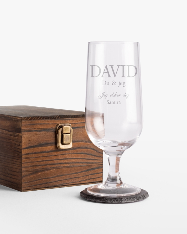Ølglas med gravering til ham