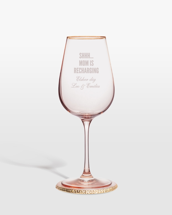 Vinglas med navn, rosa - Quote