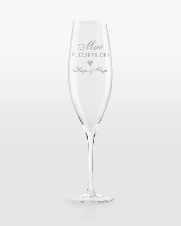 Champagneglas med personlig gravering til mor