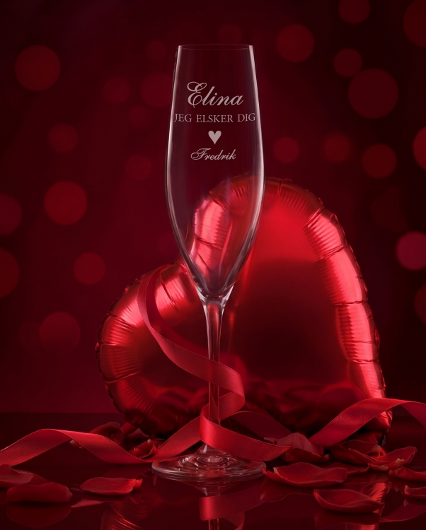 Personligt graverede champagneglas