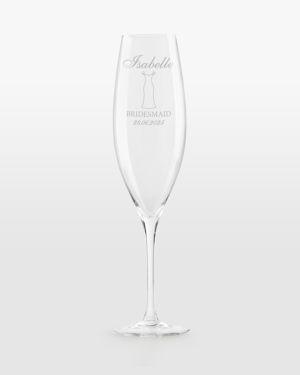 Champagneglas med personlig gravering til brudepige
