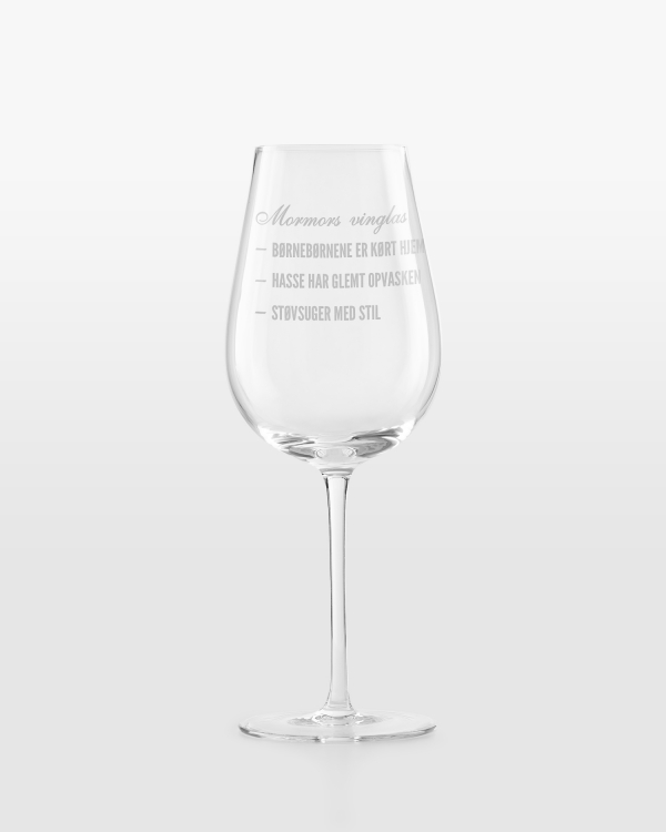 Vinglas med gravering til bedsteforældre