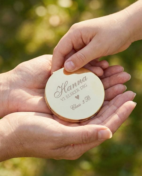 Lommespejl med personlig gravering til lærer