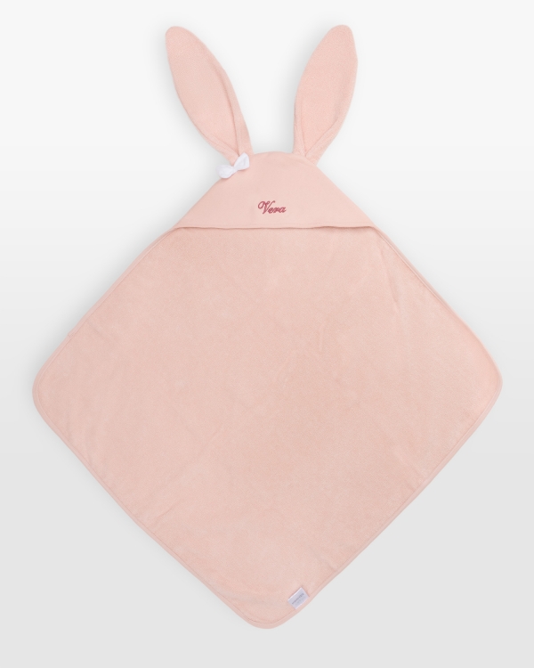 Badekappe til de små i rosa med broderet navn