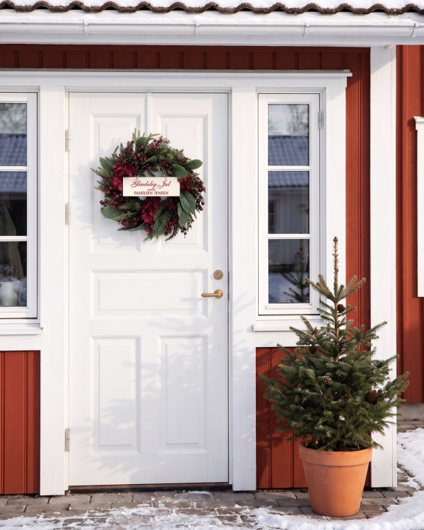 Juletræskrans med personligt skilt