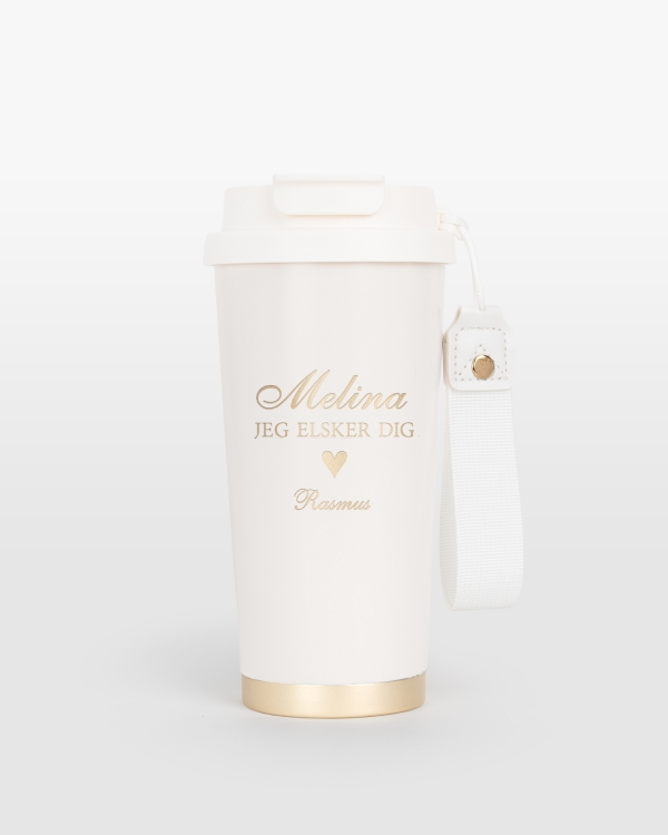 Cremefarvet termokrus med gravering