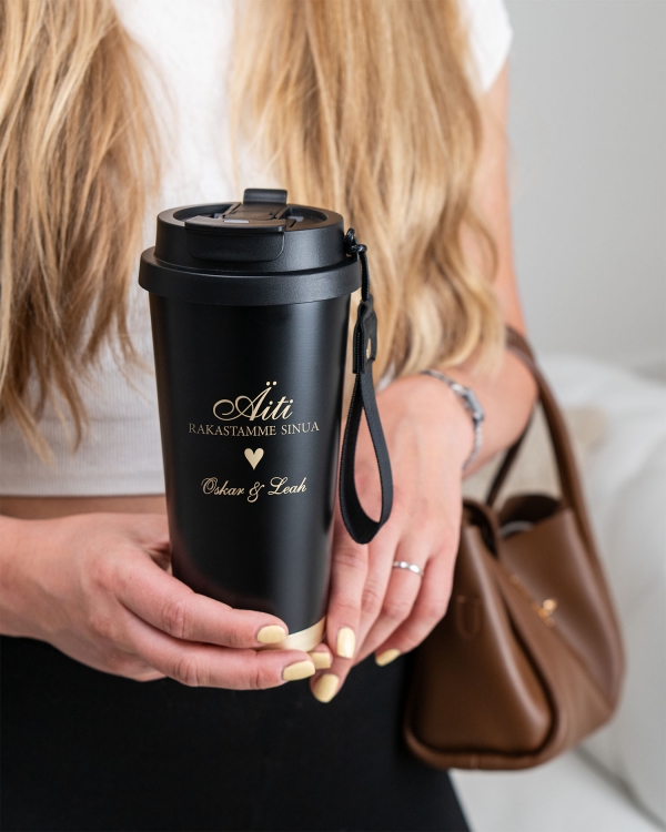 Termoskrus med navn, Sort - Heart