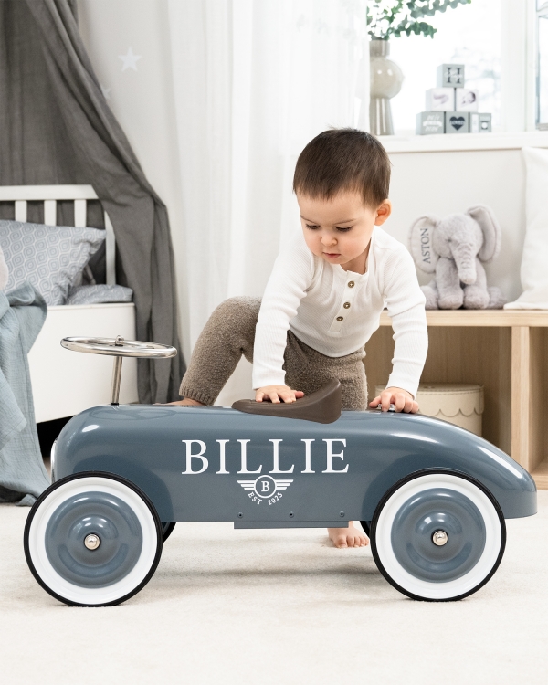 Blå scooter med navn