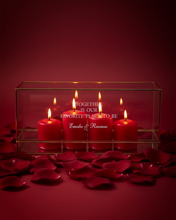 Guldlysæske med valgfri tekst til Valentinsdag