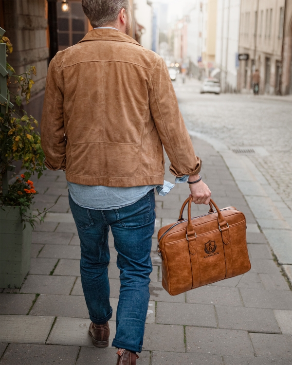 Skuldertaske med navn Cognac - Lounge