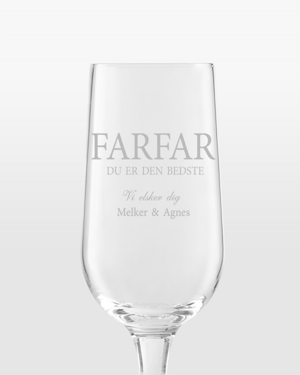 Graveret ølglas til farfar eller morfar