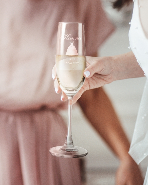 Champagneglas med navn - Bride