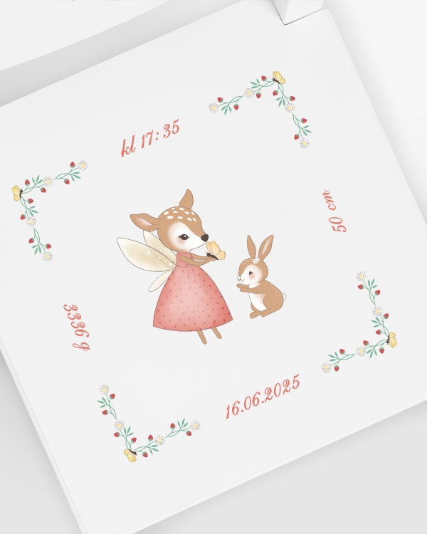 Hvid dåbsstol med personlige detaljer