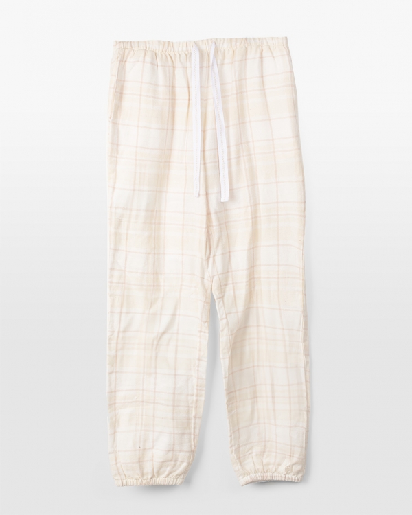Cremefarvede pyjamasbukser i flannel