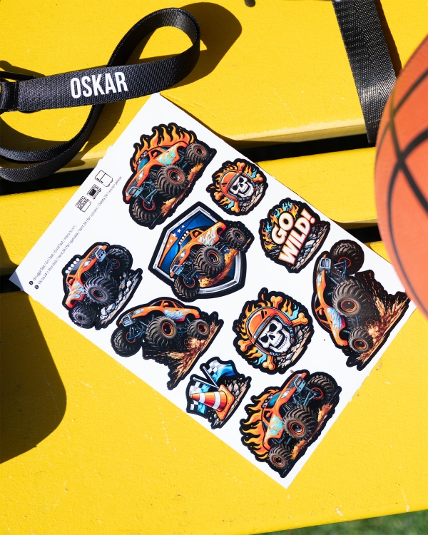 Monstertruck-klistermærker i orange farver