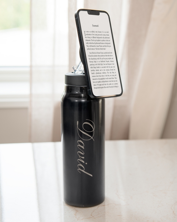 Drikkeflaske med mobilholder