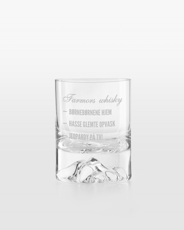 Whiskyglas, der graveres med personlig tekst